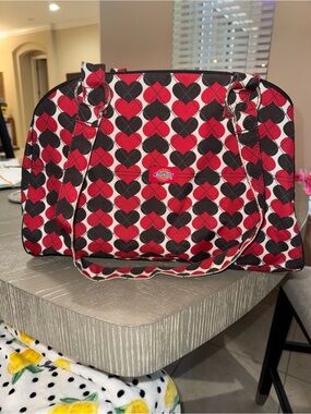 Dickies Red and Black Heart-Print Canvas Tote